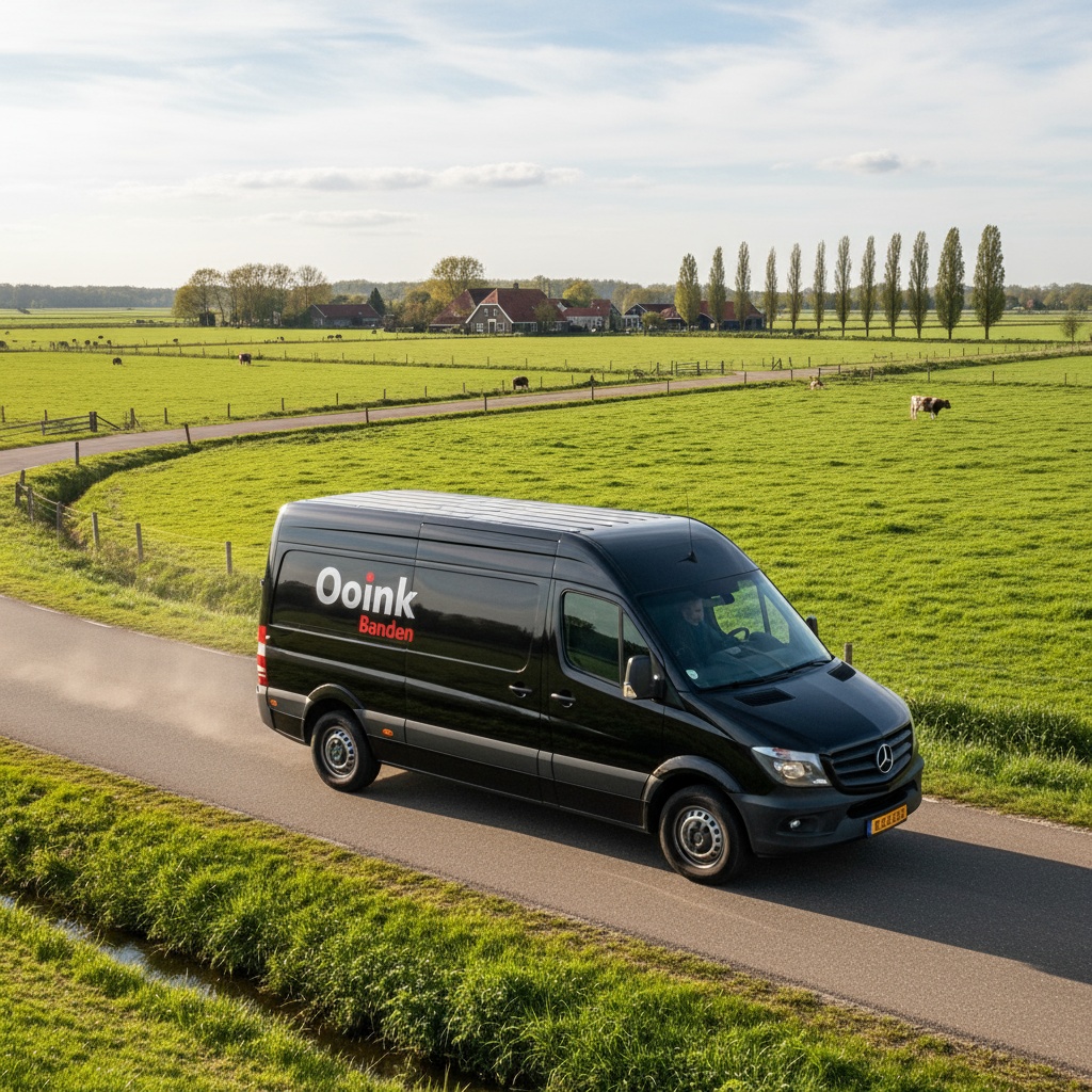 Ooink Banden zwarte servicewagen - Ooink wit Banden rood - mobiele bandenservice aan huis Goor